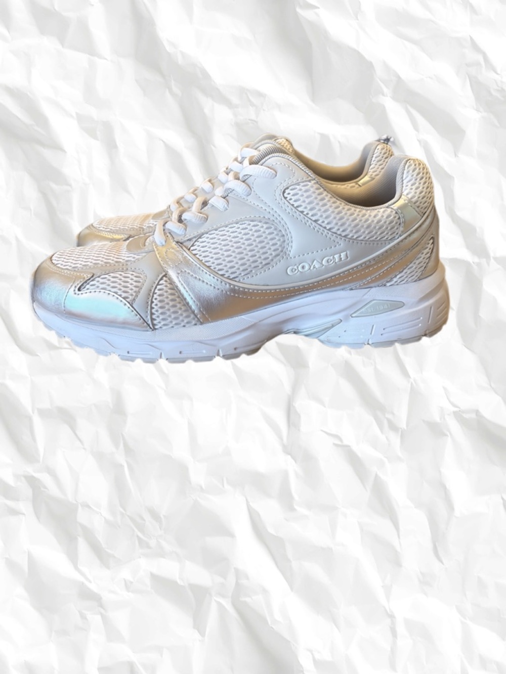 Coach White and Silver Runner Sneakers - Picture 3 of 4